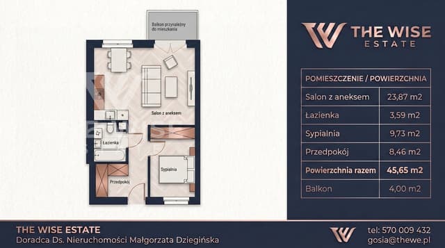 Nowoczesne 2-pokojowe mieszkanie z balkonem na Warszewie - Zdjęcie 4/4