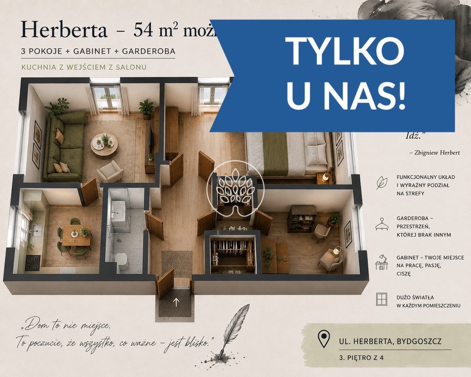 Słoneczne 3 pokoje z garderobą na Szwederowie - Zdjęcie 1/12
