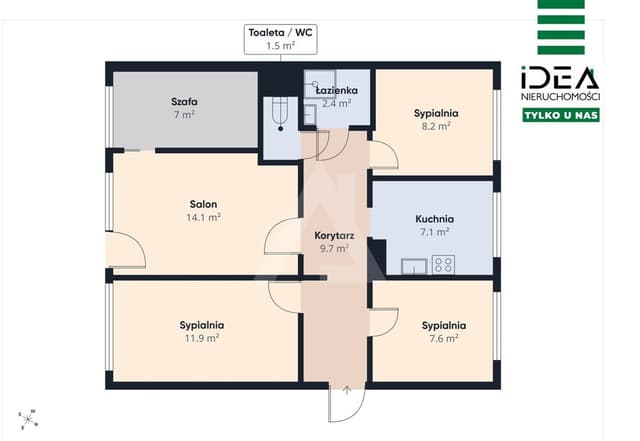 Słoneczne 4 pokoje z klimatyzacją i balkonem w Fordonie - Zdjęcie 2/15