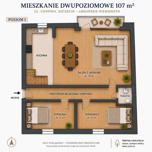 Dwupoziomowe mieszkanie blisko parku, Arkońskie-Niemierzyn - Zdjęcie 5/16